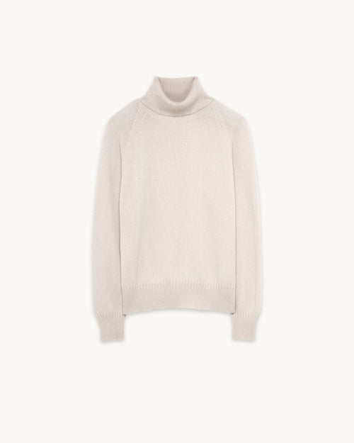 Tricot Col Roulé En Cachemire Blanc Homme – Tricot