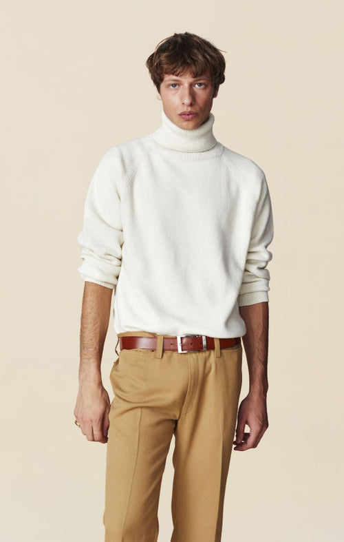 tricot Col roulé en cachemire Blanc homme – Tricot