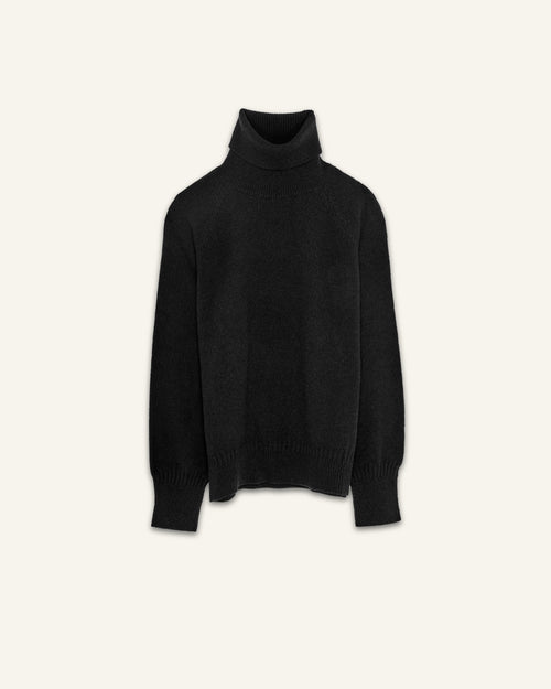 Tricot Col Roulé En Cachemire Noir Femme – Tricot