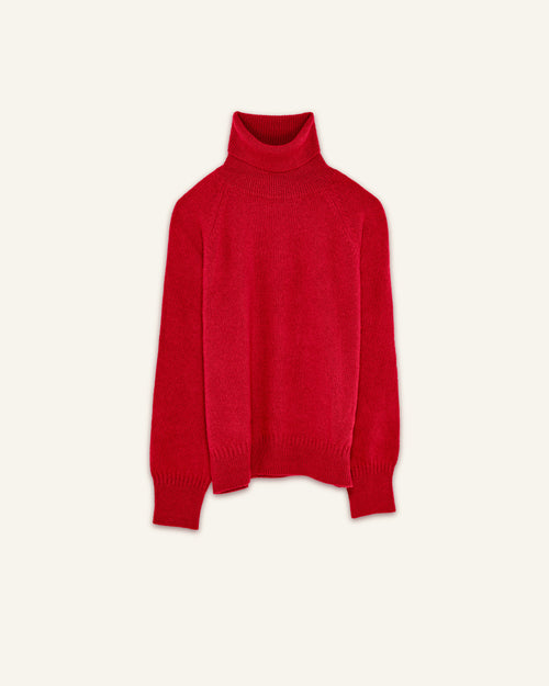 Tricot Col Roulé En Cachemire Rouge Homme – Tricot