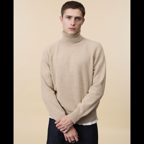 Tricot Col Roulé En Cachemire Sable Homme – Tricot