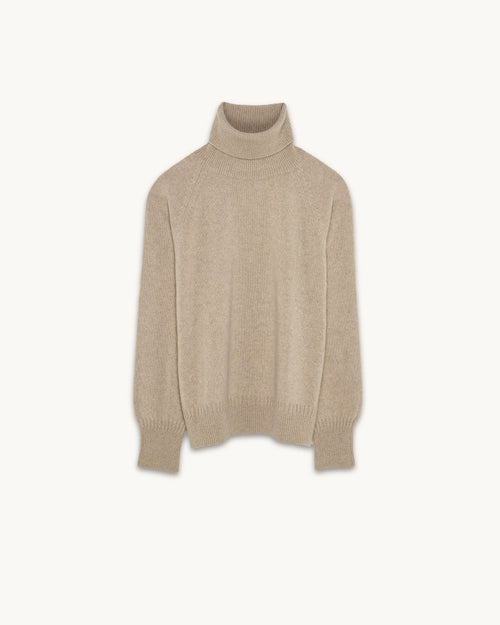 Tricot Col Roulé En Cachemire Sable Homme – Tricot