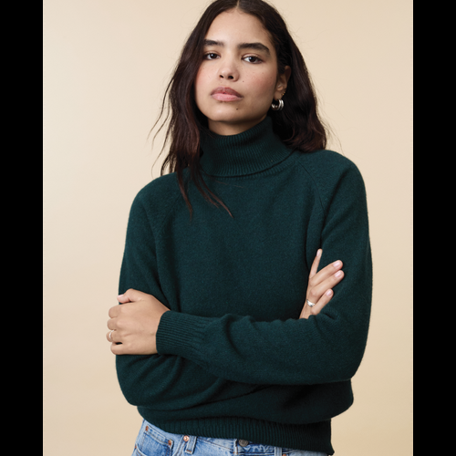 Tricot Col Roulé En Cachemire Vert Femme – Tricot