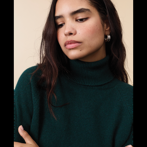 Tricot Col Roulé En Cachemire Vert Femme – Tricot