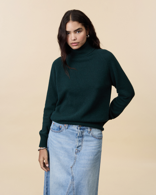 tricot Col roulé en cachemire Vert Femme – Tricot