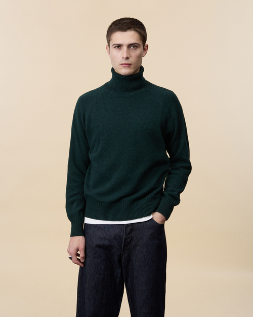 tricot Col roulé en cachemire Vert Homme – Tricot