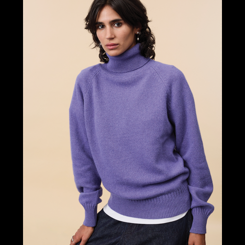 Tricot Col Roulé En Cachemire Violet Femme – Tricot