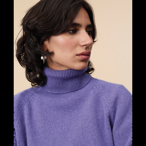 Tricot Col Roulé En Cachemire Violet Femme – Tricot