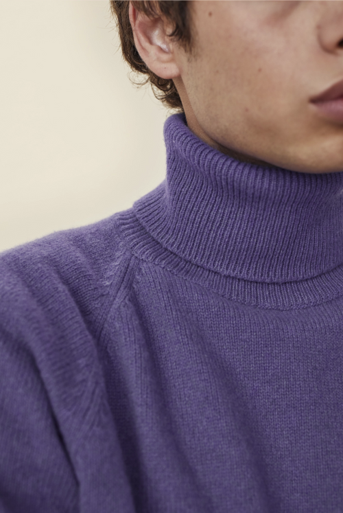 Tricot Col Roulé En Cachemire Violet Homme – Tricot