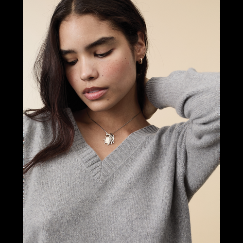 Tricot Col V En Cachemire Gris Femme – Tricot