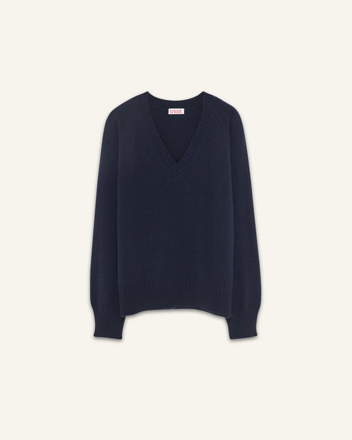 Tricot Col V En Cachemire Marine Homme – Tricot