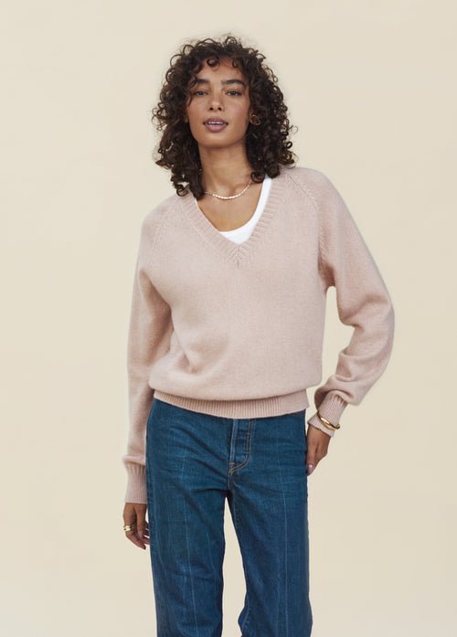 Tricot Col V En Cachemire Nude Femme – Tricot