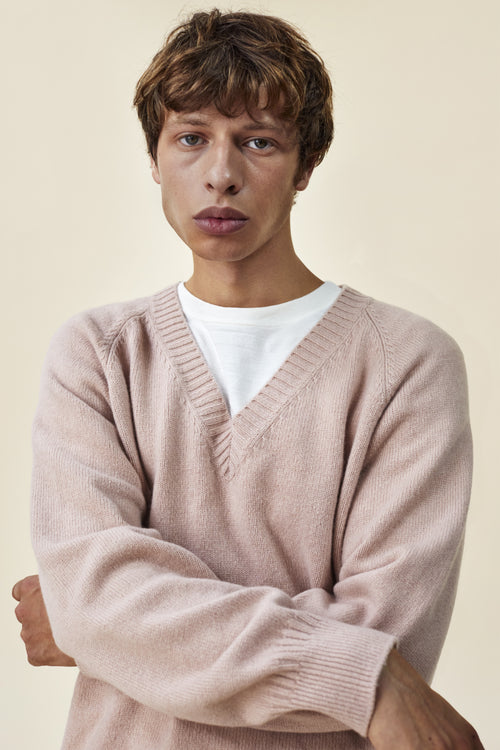 Tricot Col V En Cachemire Nude Homme – Tricot