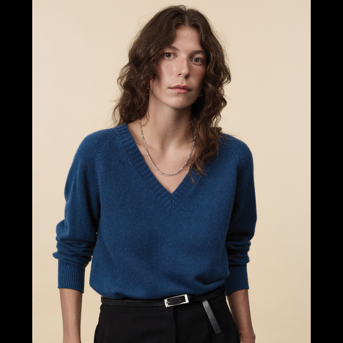 Tricot Col V En Cachemire Océan Femme – Tricot