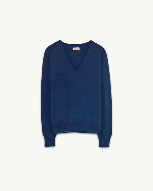 Tricot Col V En Cachemire Océan Homme – Tricot