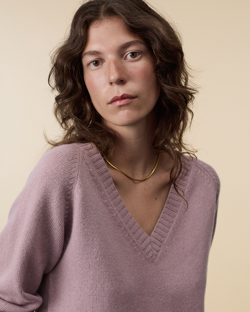 Tricot Col V En Cachemire Pink Femme – Tricot