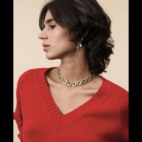 Tricot Col V En Cachemire Rouge Femme – Tricot
