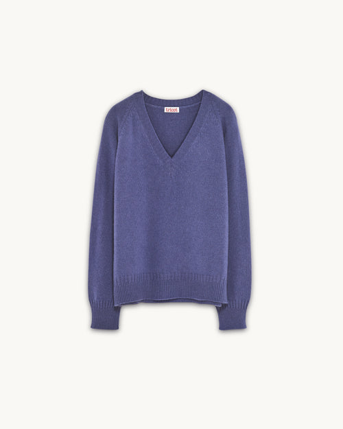 Tricot Col V En Cachemire Violet Femme – Tricot