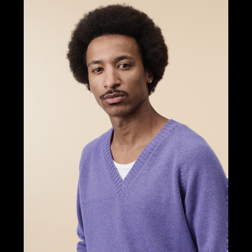 Tricot Col V En Cachemire Violet Homme – Tricot
