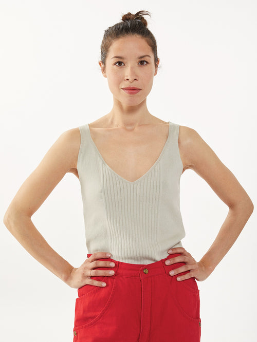 Tricot Débardeur En Coton Bio Gris Perle – Tricot