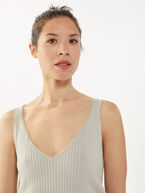 Tricot Débardeur En Coton Bio Gris Perle – Tricot