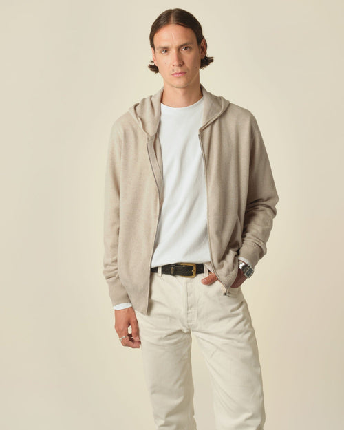 Tricot Hoodie Cachemire Léger Sable Homme – Tricot