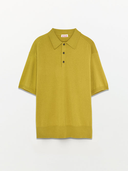 tricot Polo cachemire et coton Jaune Femme – Tricot