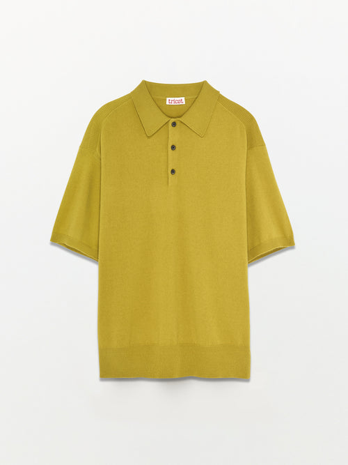 tricot Polo cachemire et coton Jaune Homme – Tricot