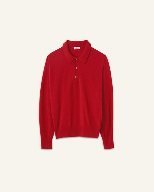 tricot Polo cachemire léger Rouge homme – Tricot