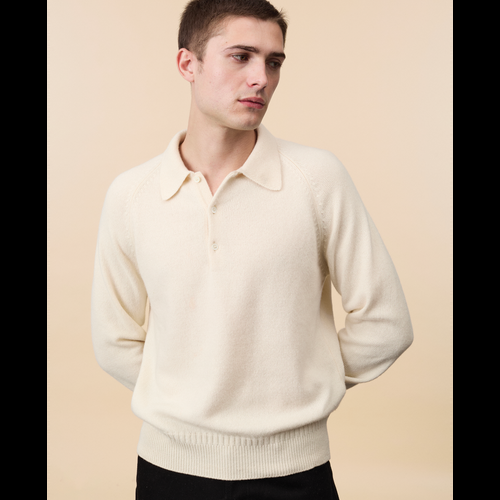 Tricot Polo En Cachemire Blanc Homme – Tricot