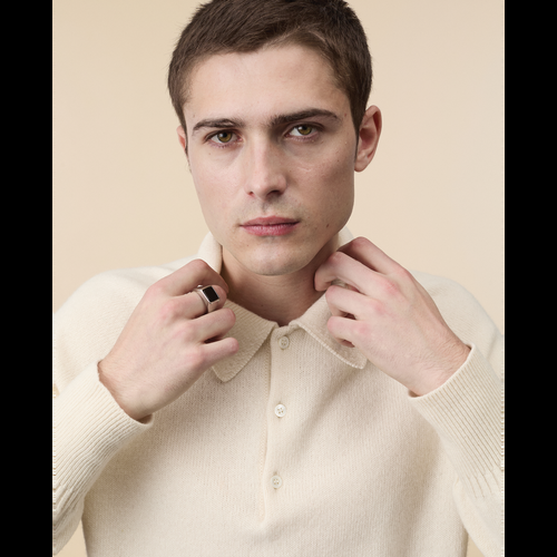 Tricot Polo En Cachemire Blanc Homme – Tricot