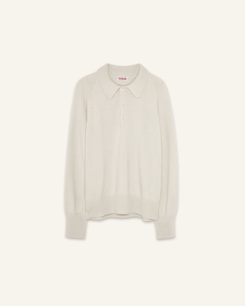 Tricot Polo En Cachemire Blanc Homme – Tricot