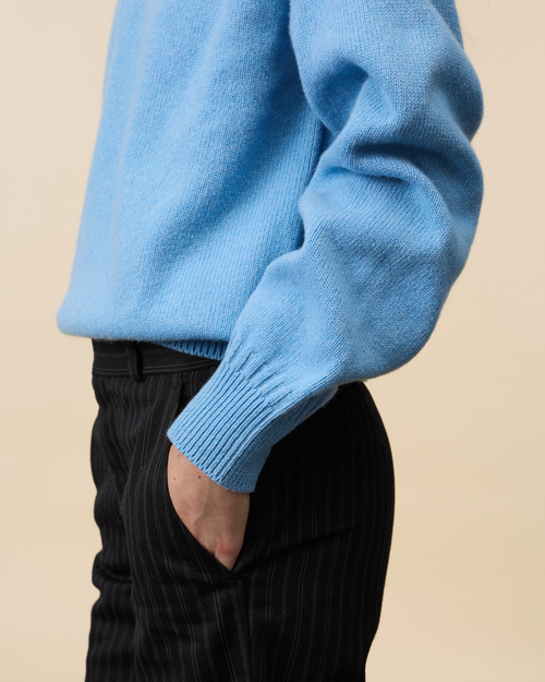Tricot Polo En Cachemire Bleu Nina Femme – Tricot