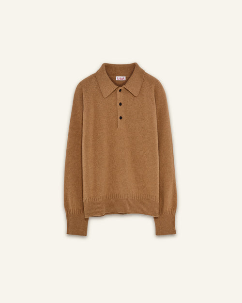 Tricot Polo En Cachemire Camel Femme – Tricot