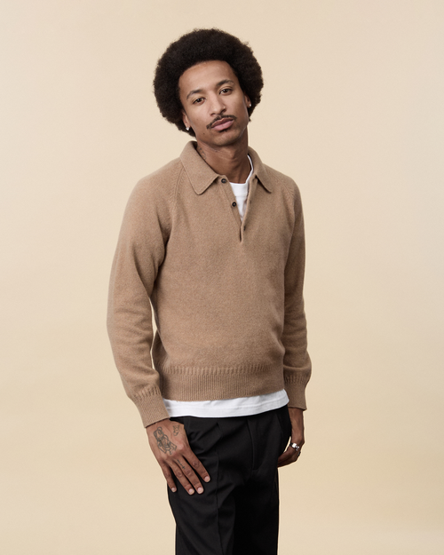 Tricot Polo En Cachemire Camel Homme – Tricot