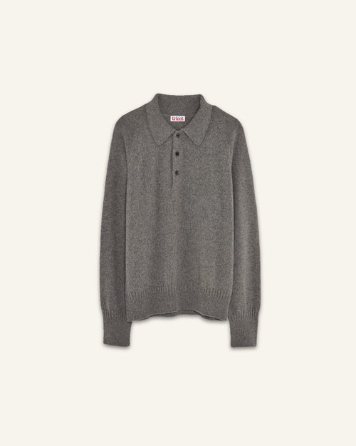 Tricot Polo En Cachemire Gris Homme – Tricot