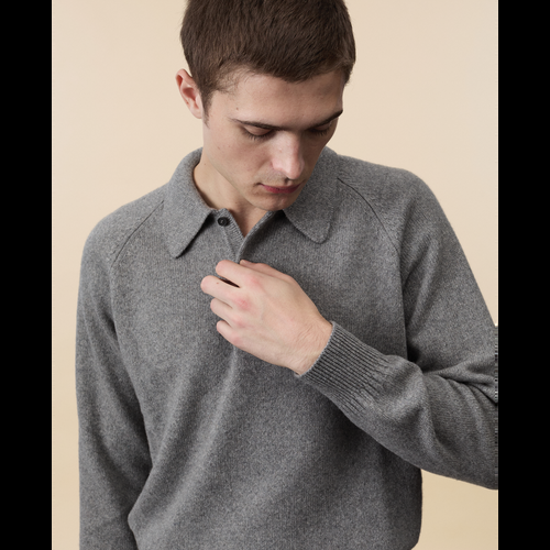 tricot Polo en cachemire Gris Homme – Tricot