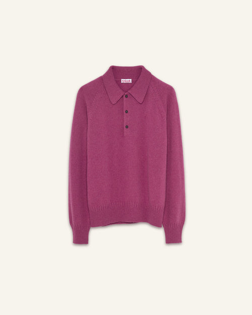Tricot Polo En Cachemire Indian Pink Femme – Tricot