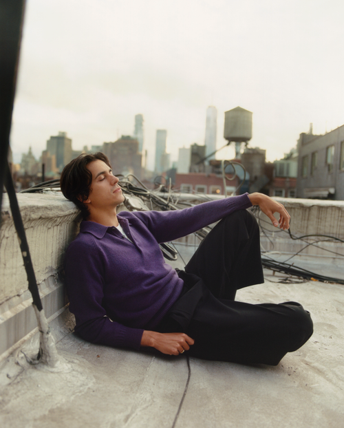 tricot Polo en cachemire Léo Purple Homme – Tricot