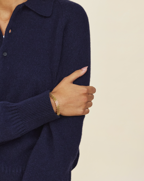 Tricot Polo En Cachemire Marine Foncé Femme – Tricot