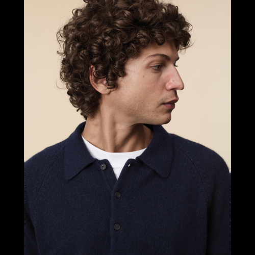 Tricot Polo En Cachemire Marine Foncé Homme – Tricot