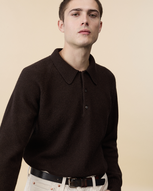 Tricot Polo En Cachemire Marron Homme – Tricot