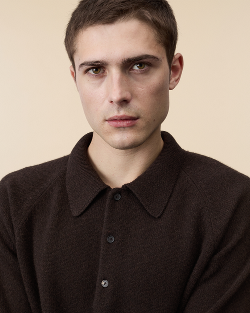 Tricot Polo En Cachemire Marron Homme – Tricot
