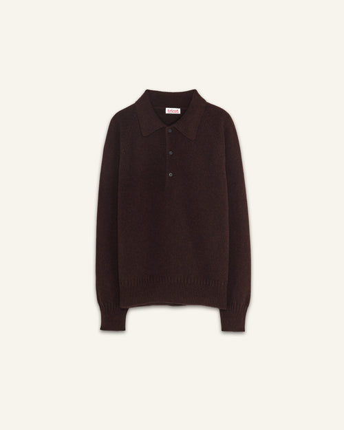 Tricot Polo En Cachemire Marron Homme – Tricot