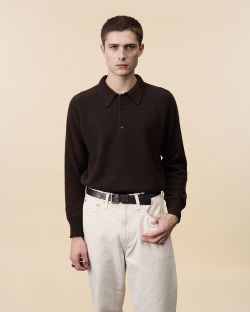 tricot Polo en cachemire Marron Homme – Tricot