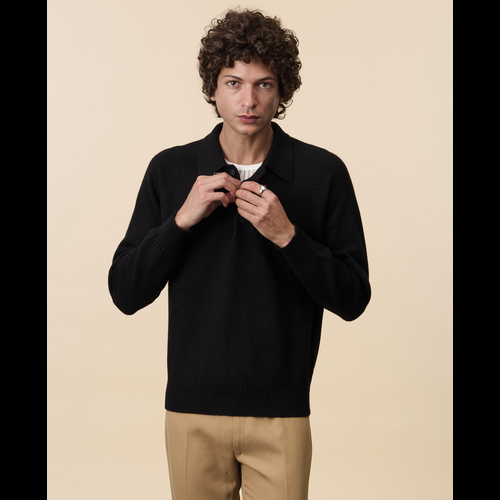 Tricot Polo En Cachemire Noir Homme – Tricot