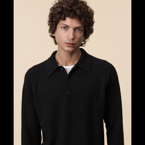 Tricot Polo En Cachemire Noir Homme – Tricot
