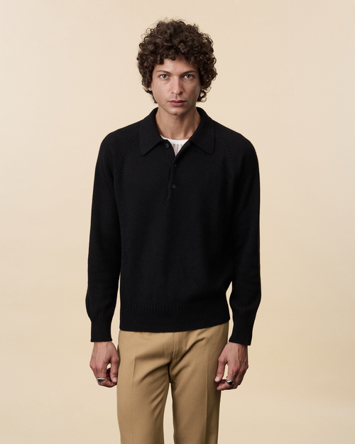 tricot Polo en cachemire Noir Homme – Tricot