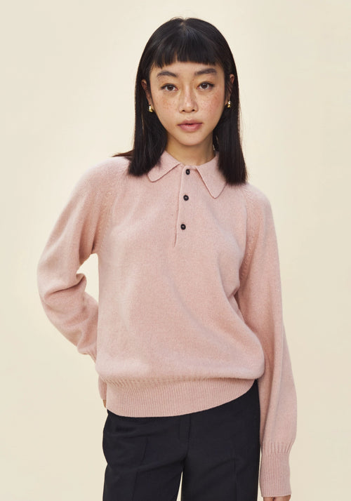 Tricot Polo En Cachemire Nude Femme – Tricot