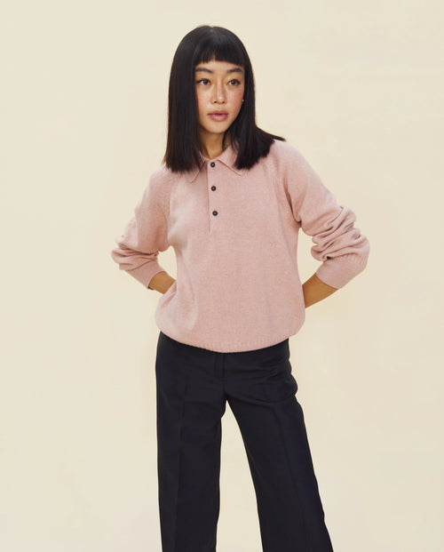 tricot Polo en cachemire Nude Femme – Tricot